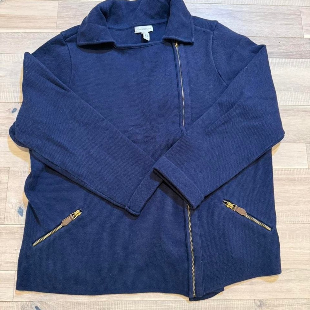 Blue Charter Club zip up jacket Sz XL